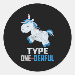 Adesivo Redondo Diabetes T1 Incrível Tipo Um Unicórnio Azul Consci