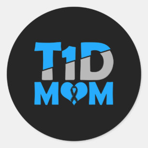 Adesivo Redondo Diabetes Tipo 1 - Diabetes T1D Mãe