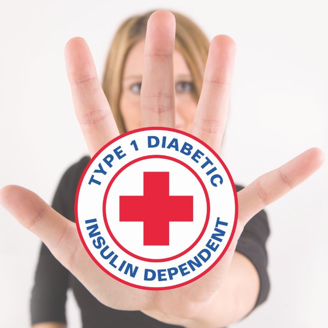 Adesivo Redondo Diabetes Tipo 1 Insulina dependente de diabetes Me (Type 1 Diabetes Insulin dependent Diabetic Medical Classic Round Sticker
)
