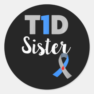 Adesivo Redondo Diabetes Tipo 1 Sensibilização Irmã de apoio Diabe