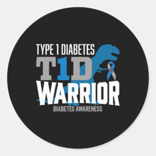 Adesivo Redondo Diabetes Tipo 1 T-rex T1d Guerreiro Conscientizaçã