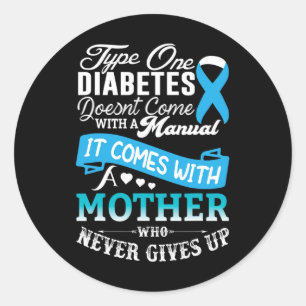 Adesivo Redondo Diabetes Tipo Um Para Diabetes Azul-Mãe