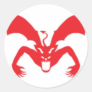 Adesivo Redondo Diabo branco e vermelho