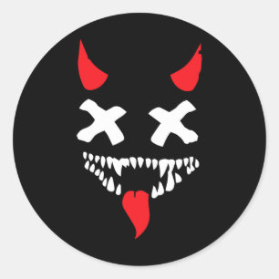 Adesivo Redondo Diabo Enfrenta Preguiçoso Halloween Costume Assust