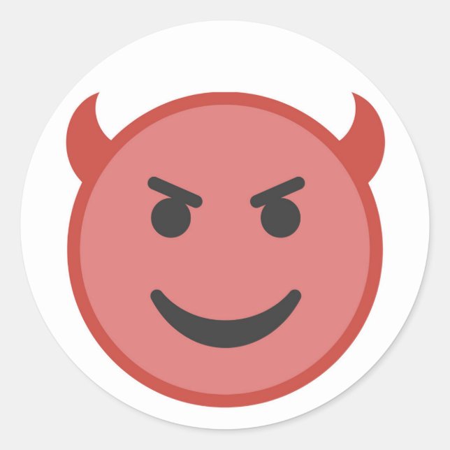 Adesivo Redondo Diabo Engraçado Emoji Red Sorri (Frente)