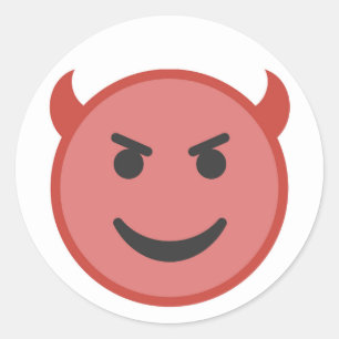 Adesivo Redondo Diabo Engraçado Emoji Red Sorri