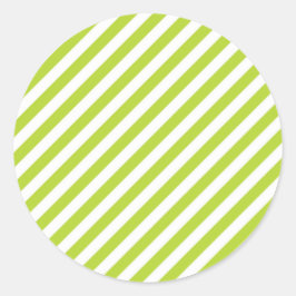 Adesivo Redondo Diagonal lime green and white stripes pattern