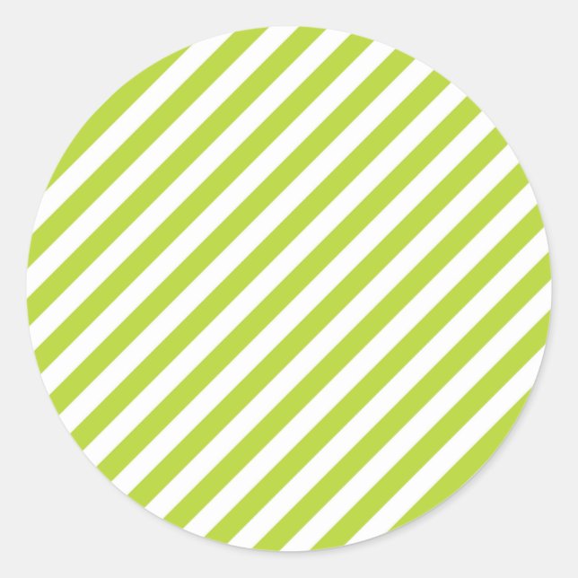 Adesivo Redondo Diagonal lime green and white stripes pattern (Frente)