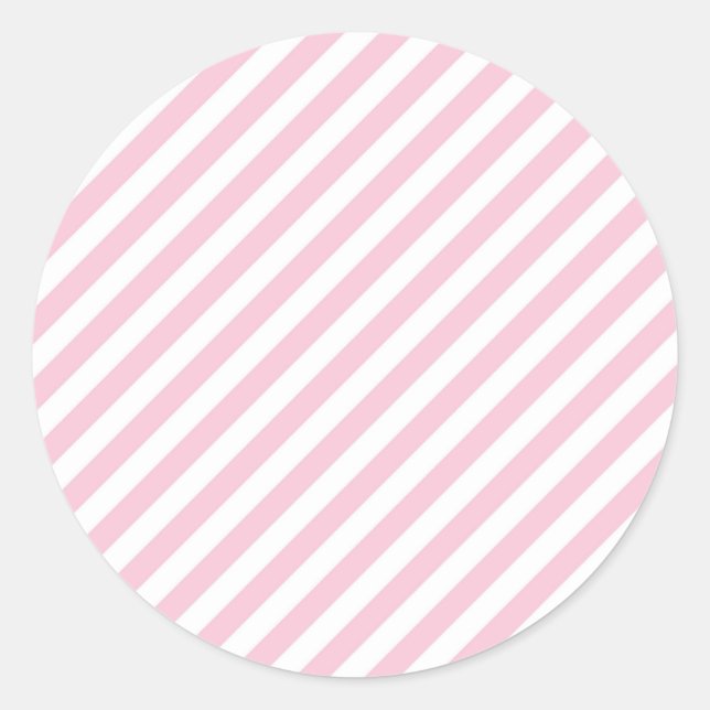 Adesivo Redondo Diagonal white and pink stripes pattern (Frente)