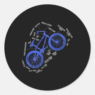 Adesivo Redondo Diagrama de Peças de Bicicleta de Ciclismo de Mont