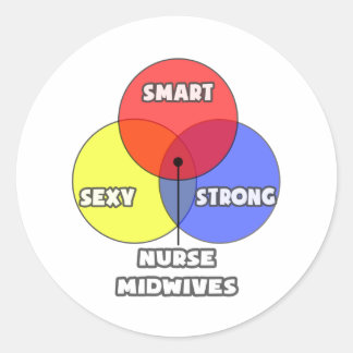 Adesivo Redondo Diagrama Venn.. Enfermeira Parteiras