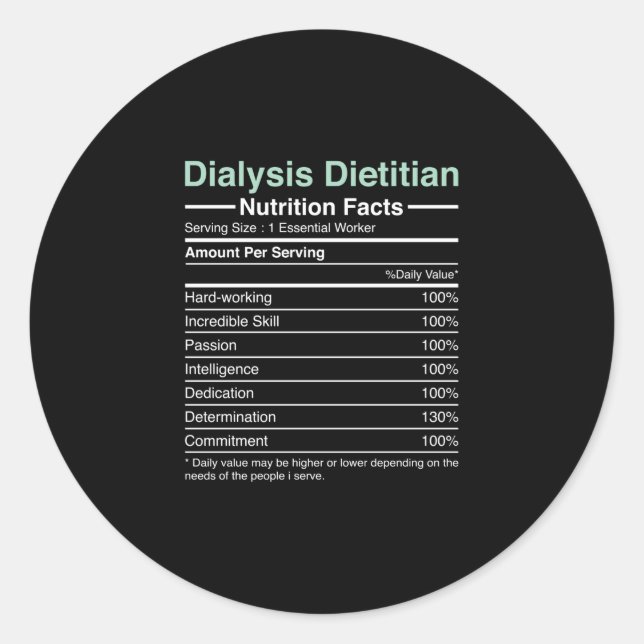 Adesivo Redondo Diálise Fatos Nutritivos Dietitianos - Nefrologia (Frente)