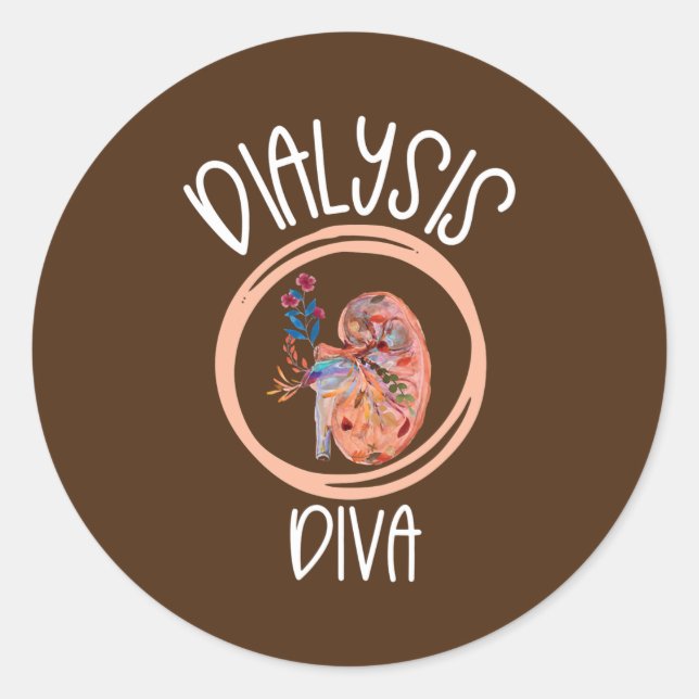Adesivo Redondo Dialysis Diva Kidney Nurse Dialysis Technician (Frente)