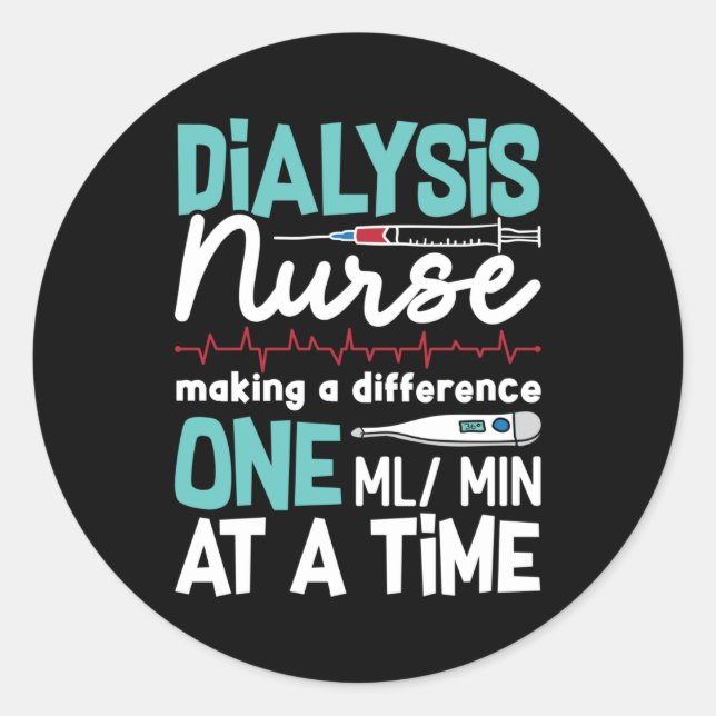Adesivo Redondo Dialysis Nurse Technician Nephrology Dialysis Tech (Frente)