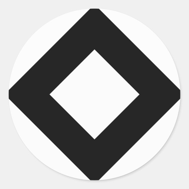 Adesivo Redondo Diamante Branco, Borda Negra Negrito (Frente)
