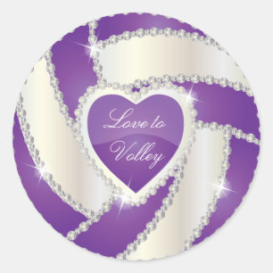 Adesivo Redondo Diamante Elegante de Voleibol Roxo