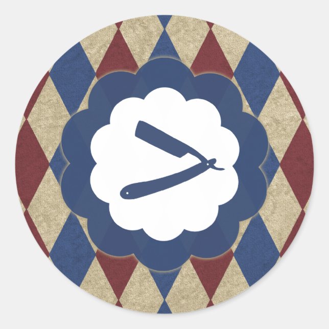 Adesivo Redondo diamantes de barbearia (Frente)