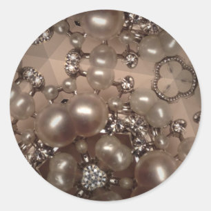 Adesivo Redondo Diamantes e pérolas