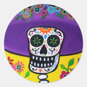 ADESIVO REDONDO DIÂMETRO DE LOS MUERTOS CATRINA