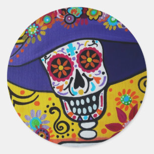 ADESIVO REDONDO DIÂMETRO DE LOS MUERTOS CATRINA