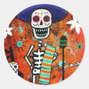ADESIVO REDONDO DIÂMETRO DE LOS MUERTOS MARIACHI