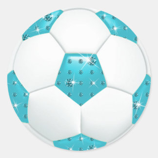 Adesivo Redondo Diamond Gemstones Aqua Soccer Ball