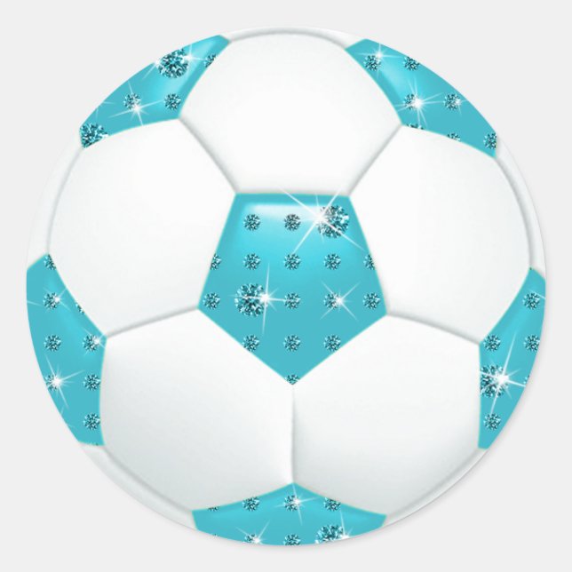 Adesivo Redondo Diamond Gemstones Aqua Soccer Ball (Frente)