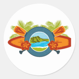 Adesivo Redondo Diamond Head Hawaiai Surf Emblem