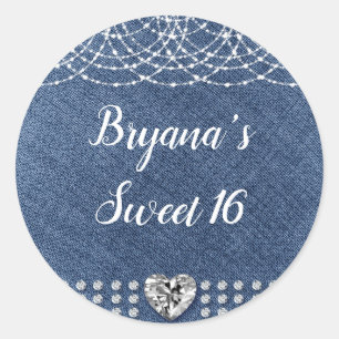 Adesivo Redondo Diamond Heart Red Glitter Sparkle Glam Modern