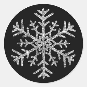 Adesivo Redondo Diamond Snowflake em Casamento no inverno Negro