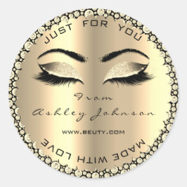 Adesivo Redondo Diamond Sparkly Glitter Dourado Lash Feito Com Amo