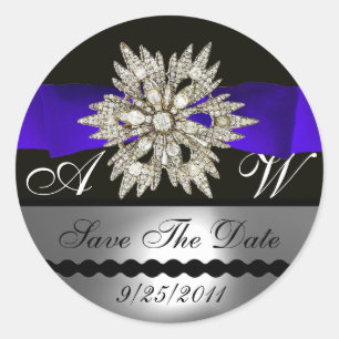 ADESIVO REDONDO DIAMOND STARS BLACK BLUE BLUE RIBBON MONOGRAM