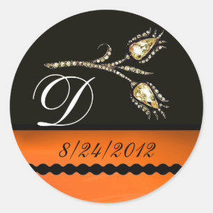 ADESIVO REDONDO DIAMOND TULIPS BLACK WHITE ORANGE MONOGRAM