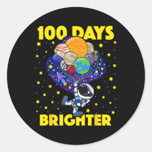 Adesivo Redondo Dias Brighter 100º Dia do Espaço Astronauta Escola