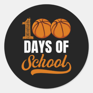 Adesivo Redondo Dias de Menina Jogadora De Basquete Da Escola