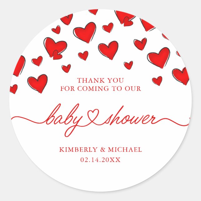 Adesivo Redondo Dias de os namorados Românticos - Chá de fraldas O (Frente)