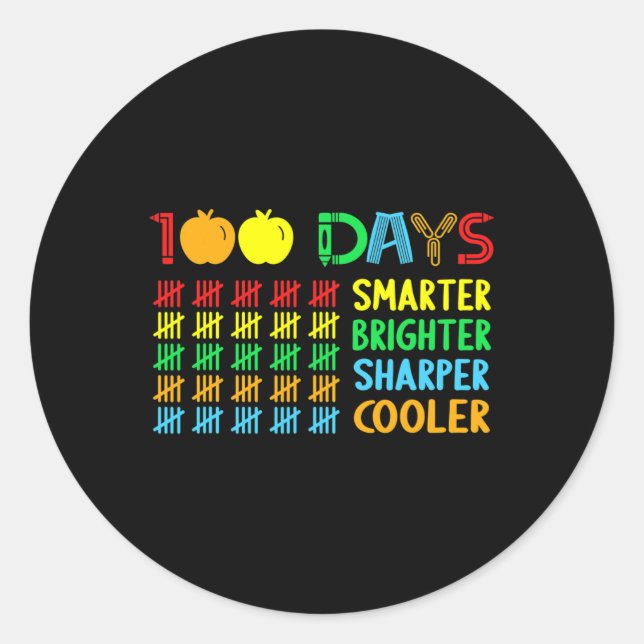 Adesivo Redondo Dias Mais Inteligentes Mais Inteligentes 100 Dias  (Frente)