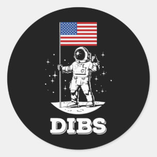 Adesivo Redondo Dibs American Flag Astronaut Space 4 De Julho Ame