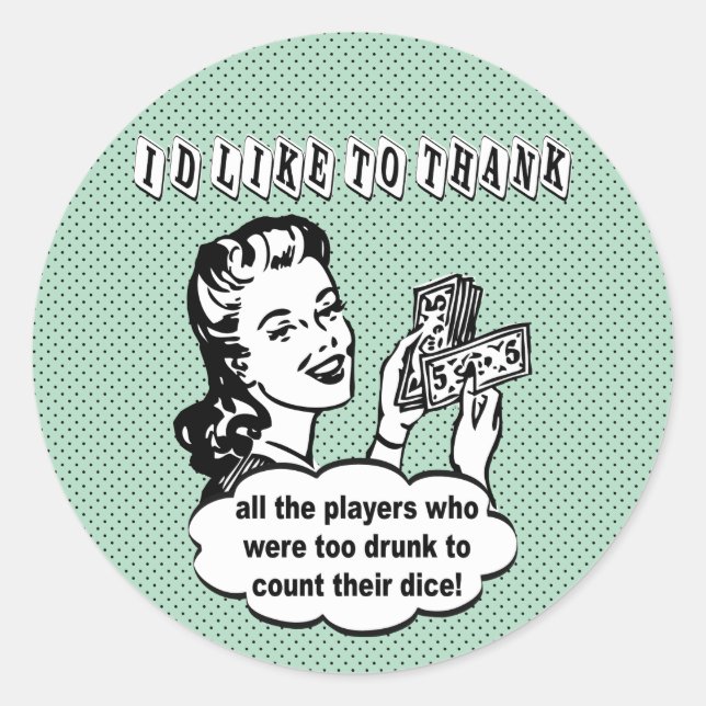 Adesivo Redondo Dice Engraçado - Gostaria De Obrigado (Frente)