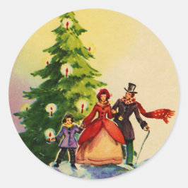 Adesivo Redondo Dickens style Christmas illustration