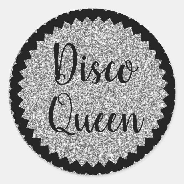 Adesivo Redondo Dico Queen Silver Glitter Classic (Frente)