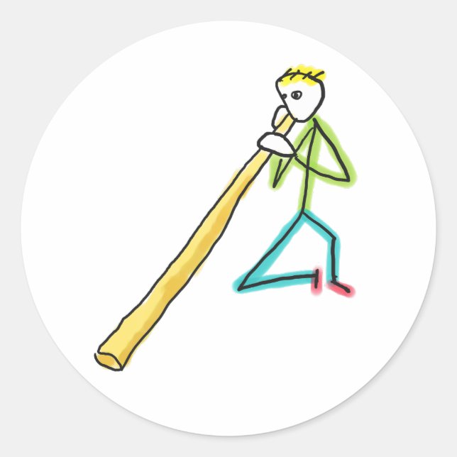 Adesivo Redondo Didgeridoo Stickman (Frente)