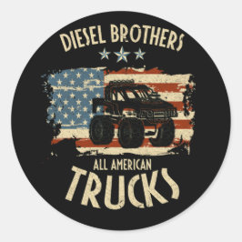 Adesivo Redondo Diesel Brothers Flag All American Truck Seal