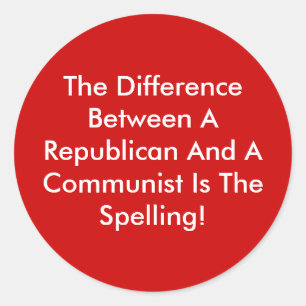 Adesivo Redondo Diferença Entre Um Republicano E Um Comunista