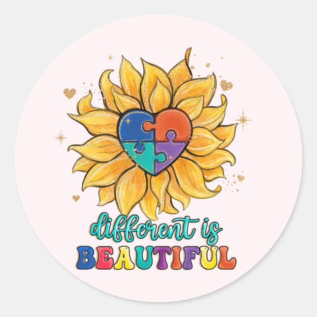 Adesivo Redondo Diferente é Belo Autismo (Frente)