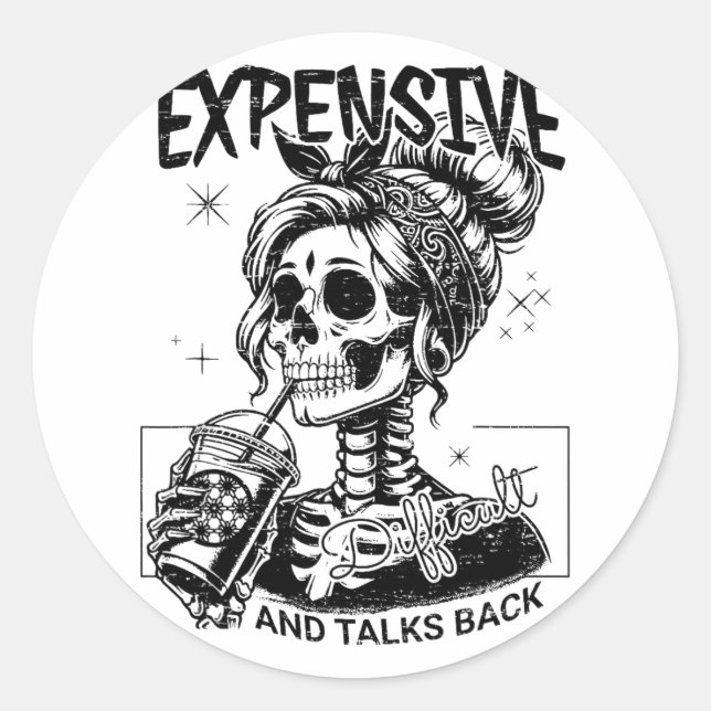 Adesivo Redondo Difícil E Dispendioso, Fala De Dia de as mães De V (Frente)