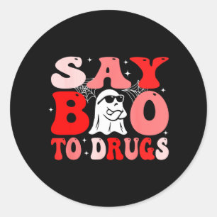 Adesivo Redondo Diga Boo às Drogas Semana da Fita Vermelha Funny H