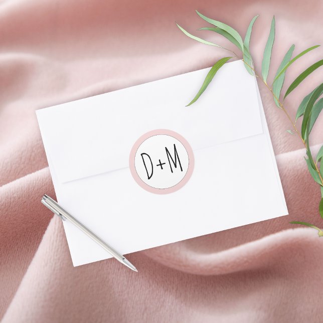 Adesivo Redondo Digitação de iniciais desenhadas à mão - casamento (Criador carregado)