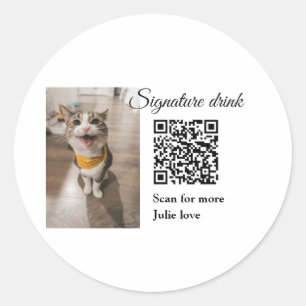 Adesivo Redondo Digitalização de bebida de assinatura Código QR ad
