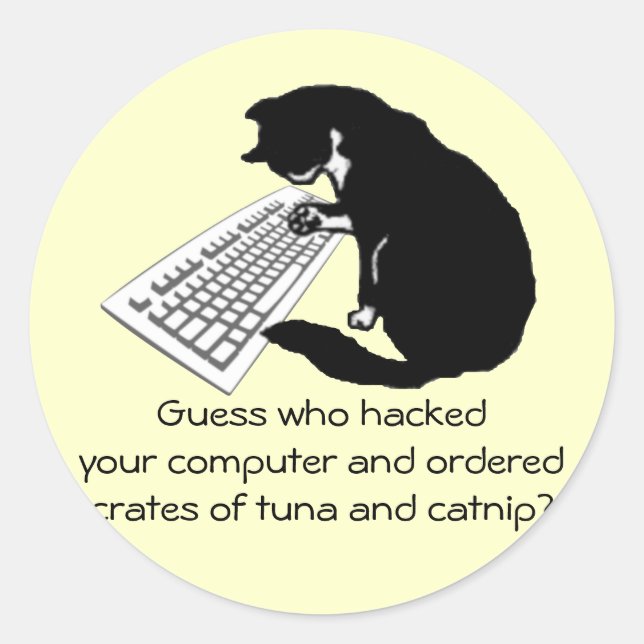 Adesivo Redondo Digitalização de Gato (Frente)